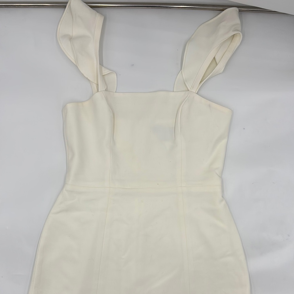 French Connection Whisper Ruffle Strap Lined Mini Dress in Summer White